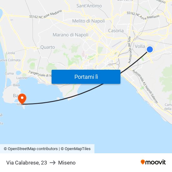 Via Calabrese, 23 to Miseno map