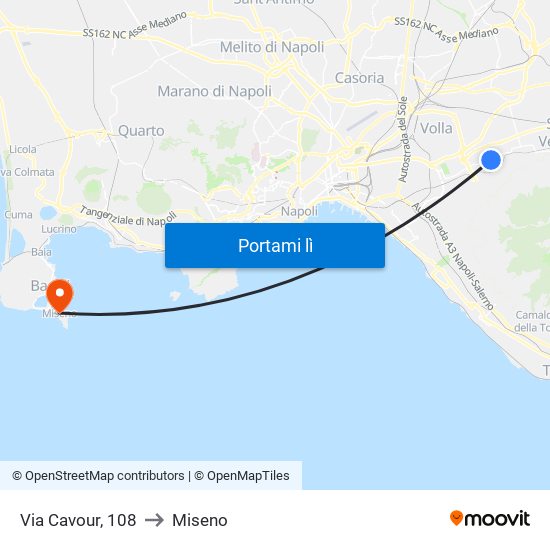 Via Cavour, 108 to Miseno map