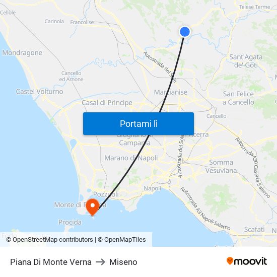 Piana Di Monte Verna to Miseno map