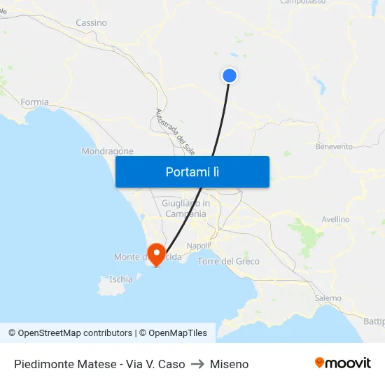 Piedimonte Matese - Via V. Caso to Miseno map