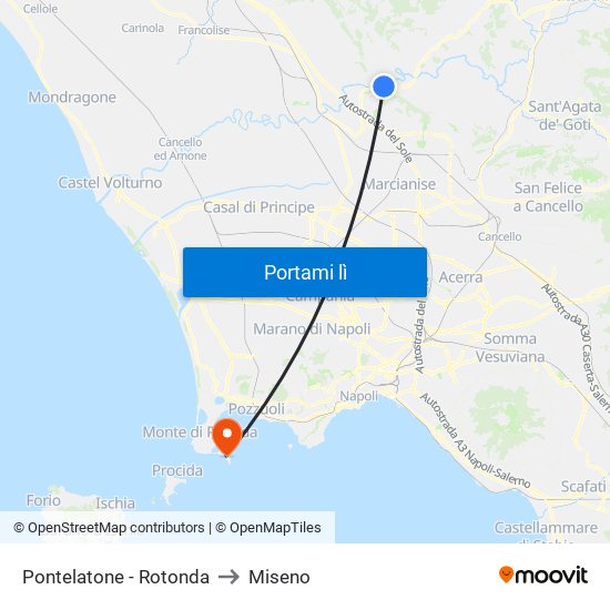 Pontelatone - Rotonda to Miseno map