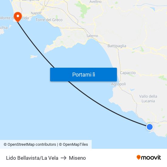 Lido Bellavista/La Vela to Miseno map