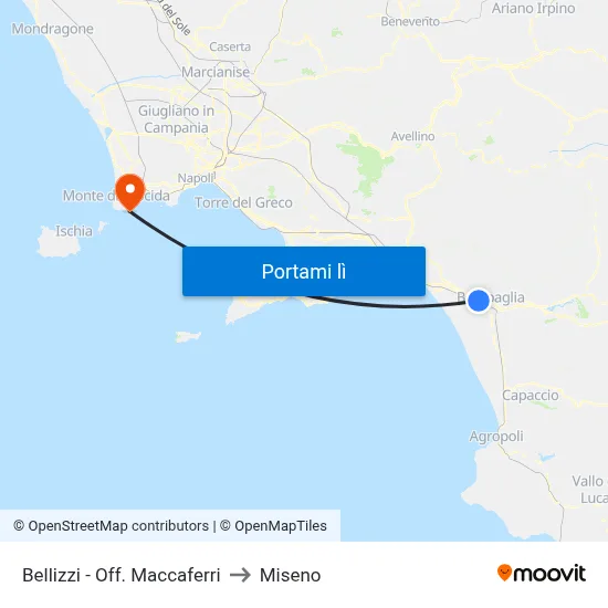 Bellizzi - Off. Maccaferri to Miseno map