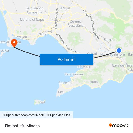 Fimiani to Miseno map