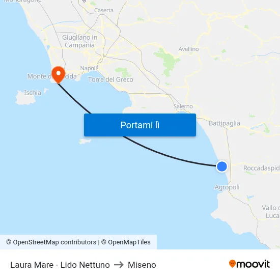 Laura Mare - Lido Nettuno to Miseno map