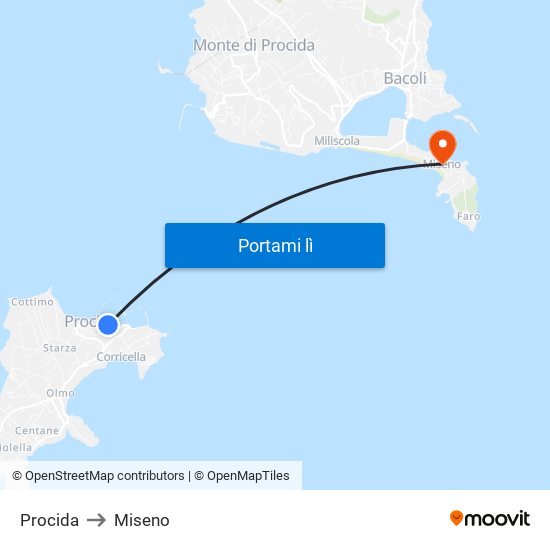 Procida to Miseno map