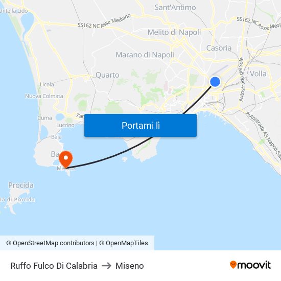 Ruffo Fulco Di Calabria to Miseno map