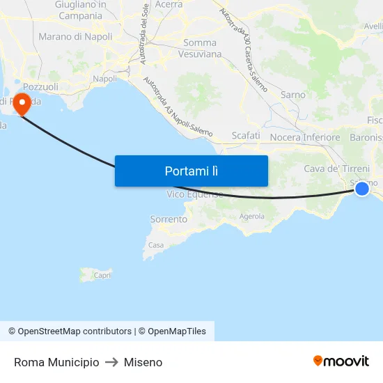 Roma Municipio to Miseno map