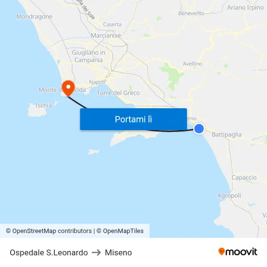 Ospedale S.Leonardo to Miseno map