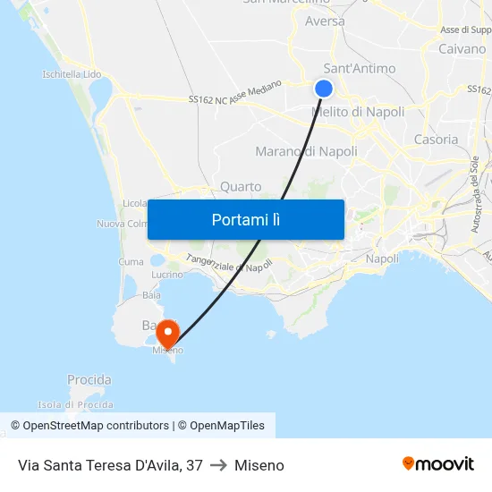 Via Santa Teresa D'Avila, 37 to Miseno map