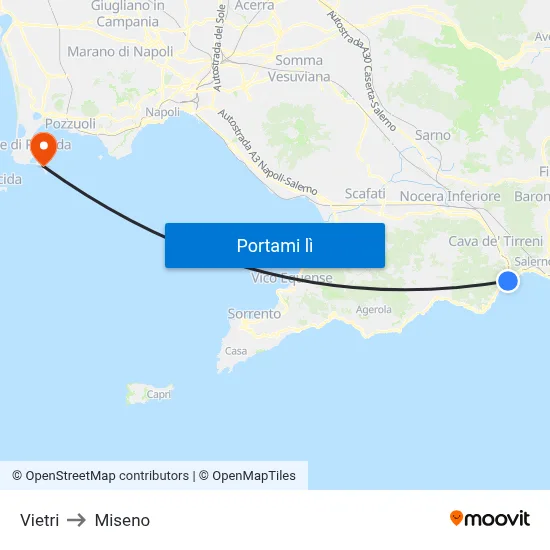 Vietri to Miseno map