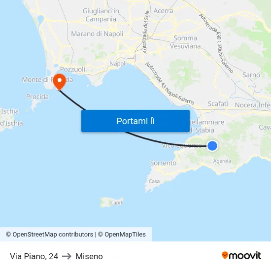 Via Piano, 24 to Miseno map
