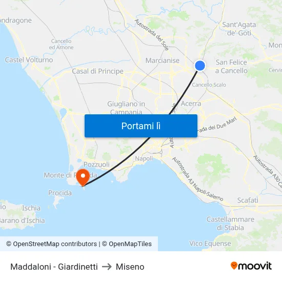 Maddaloni - Giardinetti to Miseno map
