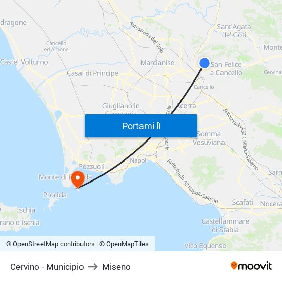 Cervino - Municipio to Miseno map