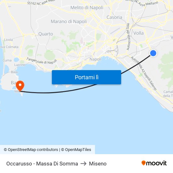 Occarusso - Massa Di Somma to Miseno map