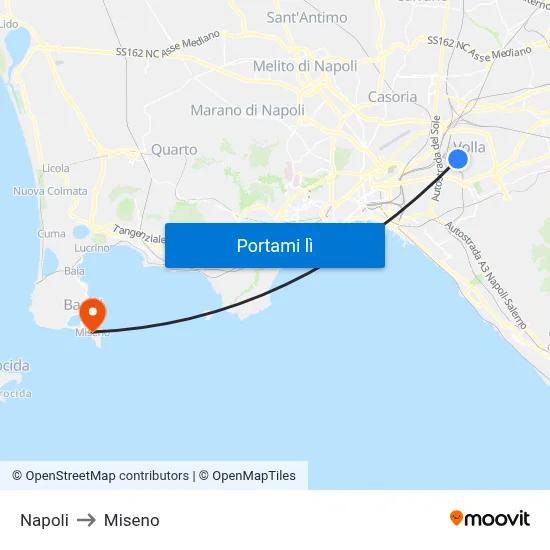 Napoli to Miseno map
