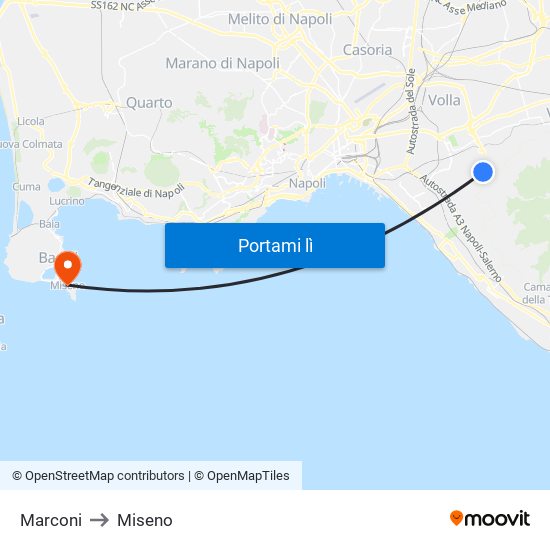 Marconi to Miseno map