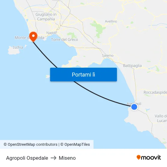 Agropoli Ospedale to Miseno map