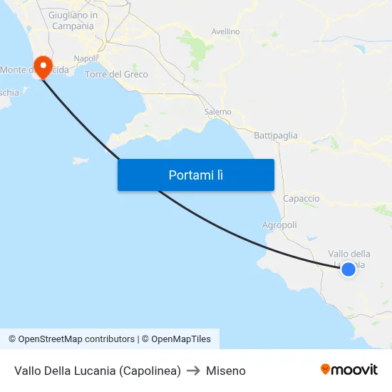 Vallo Della Lucania (Capolinea) to Miseno map