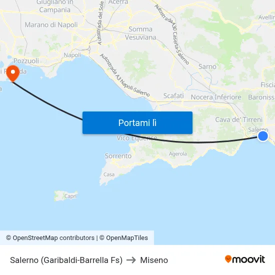 Salerno (Garibaldi-Barrella Fs) to Miseno map