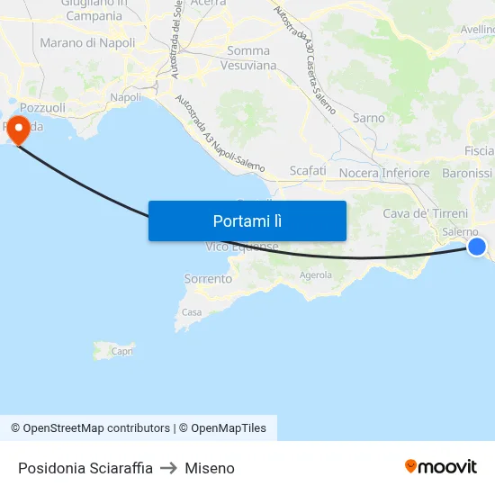 Posidonia Sciaraffia to Miseno map