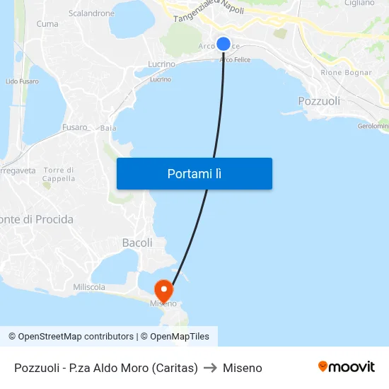 Pozzuoli - P.za Aldo Moro (Caritas) to Miseno map