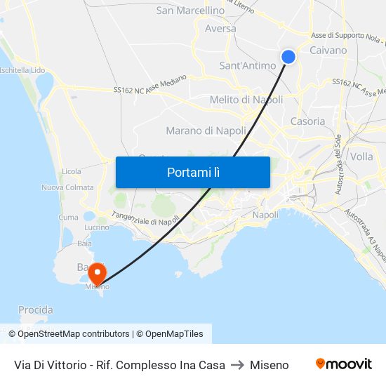 Via Di Vittorio - Rif. Complesso Ina Casa to Miseno map