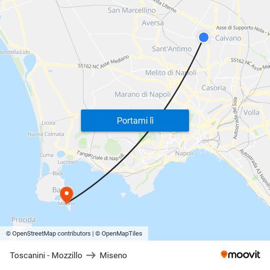 Toscanini - Mozzillo to Miseno map