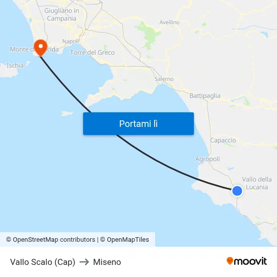Vallo Scalo (Cap) to Miseno map