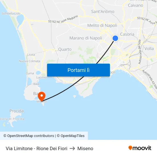 Via Limitone - Rione Dei Fiori to Miseno map