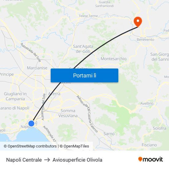 Napoli Centrale to Aviosuperficie Olivola map