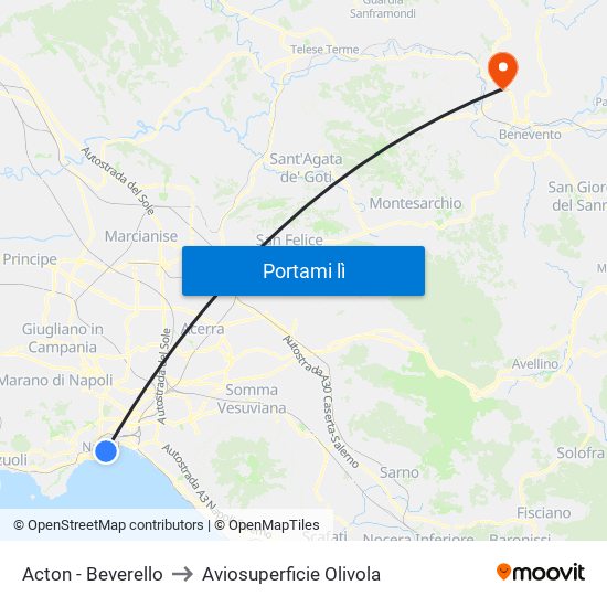 Acton - Beverello to Aviosuperficie Olivola map