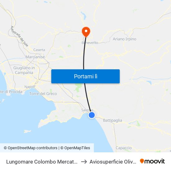 Lungomare Colombo Mercatello to Aviosuperficie Olivola map