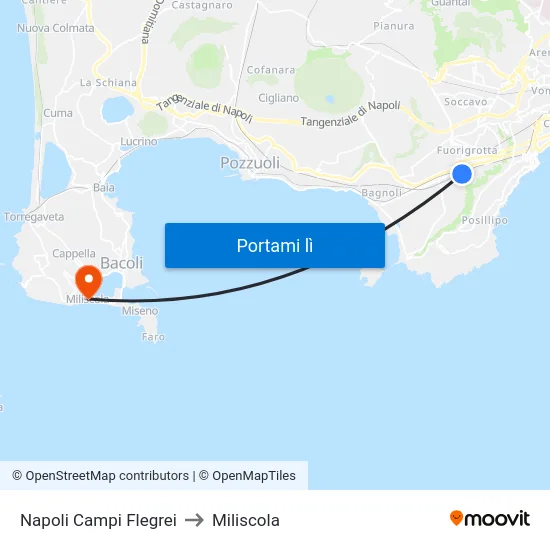 Napoli Campi Flegrei to Miliscola map