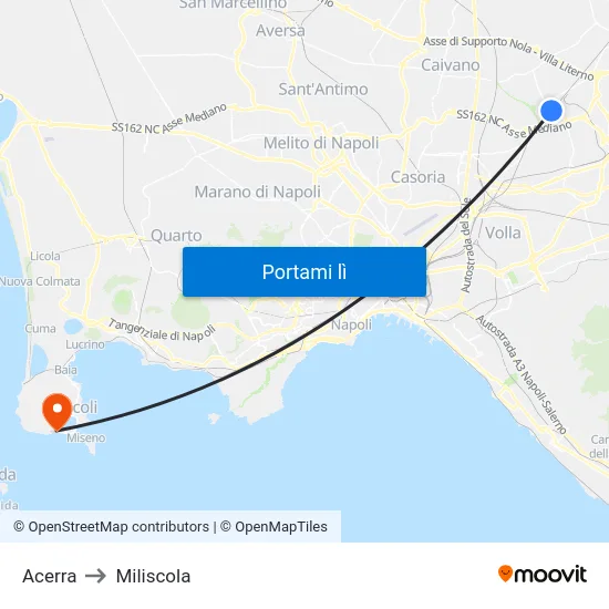 Acerra to Miliscola map