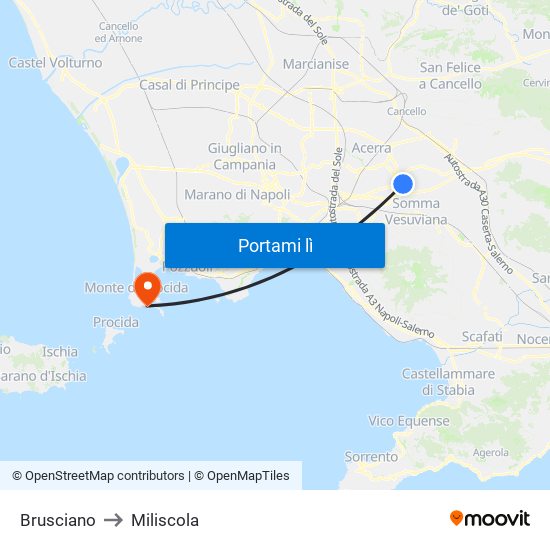 Brusciano to Miliscola map