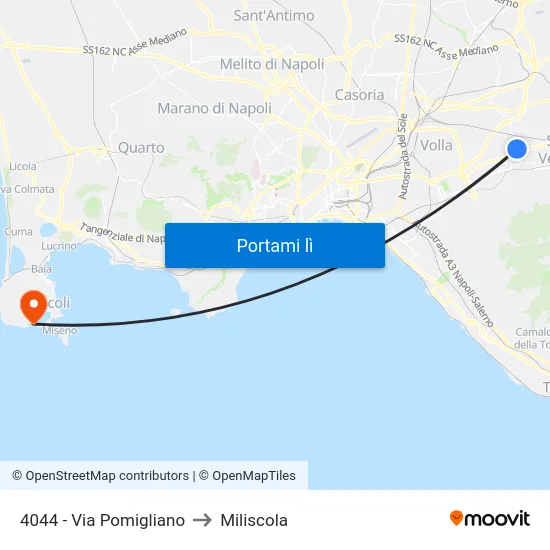 4044 - Via Pomigliano to Miliscola map