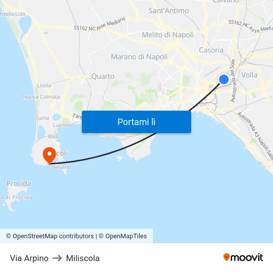 Via Arpino to Miliscola map