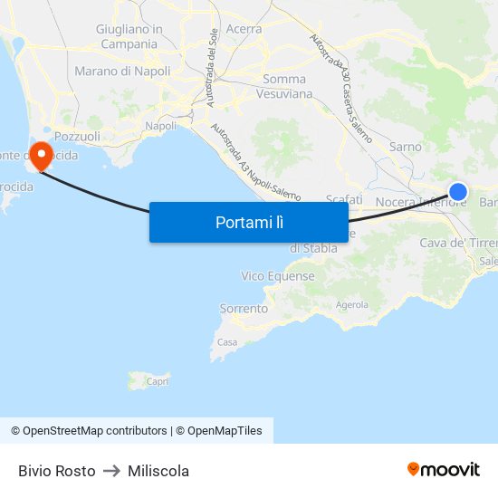 Bivio Rosto to Miliscola map