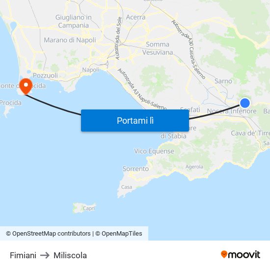 Fimiani to Miliscola map