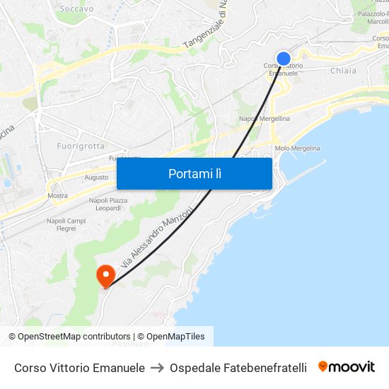 Corso Vittorio Emanuele to Ospedale Fatebenefratelli map