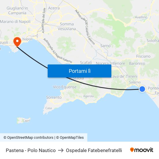 Pastena  - Polo Nautico to Ospedale Fatebenefratelli map