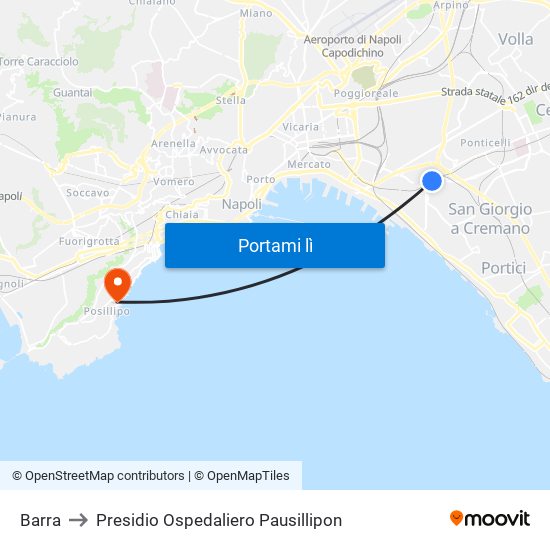 Barra to Presidio Ospedaliero Pausillipon map