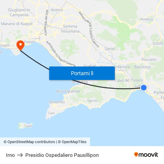 Irno to Presidio Ospedaliero Pausillipon map