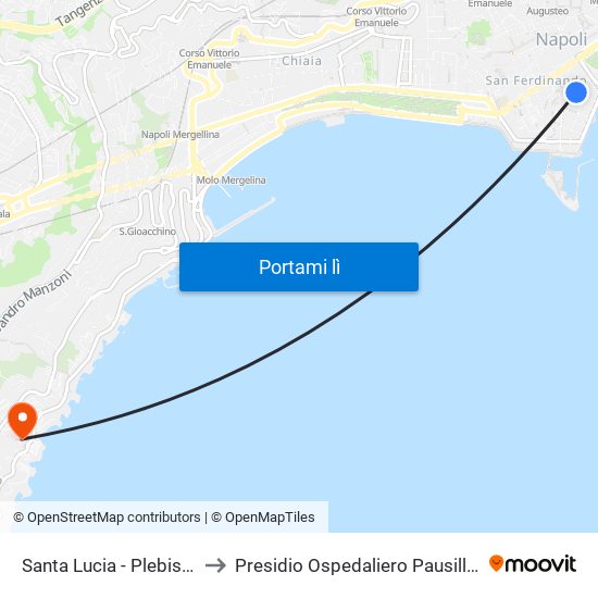 Santa Lucia - Plebiscito to Presidio Ospedaliero Pausillipon map