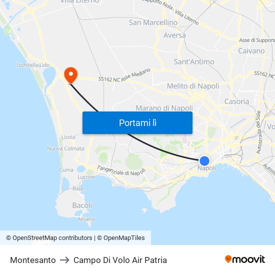 Montesanto to Campo Di Volo Air Patria map