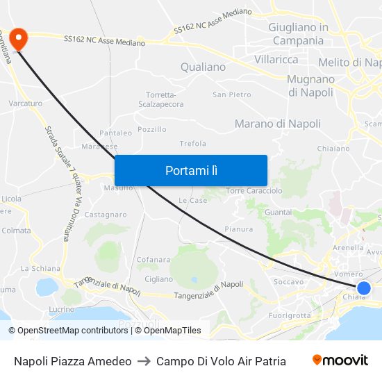 Napoli Piazza Amedeo to Campo Di Volo Air Patria map