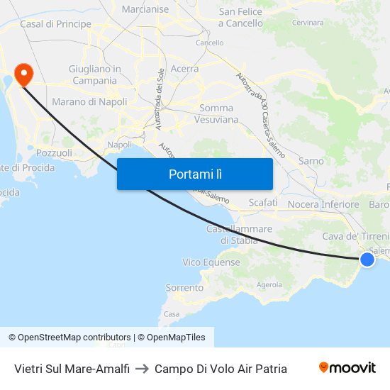 Vietri Sul Mare-Amalfi to Campo Di Volo Air Patria map