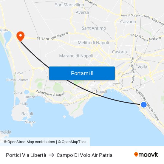 Portici Via Libertà to Campo Di Volo Air Patria map