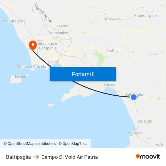 Battipaglia to Campo Di Volo Air Patria map